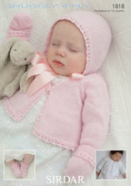 Sirdar Cardigans, Bonnet, Mittens and Bootees Knitting Pattern in Snuggly 4ply 1818P PDF DOWNLOAD