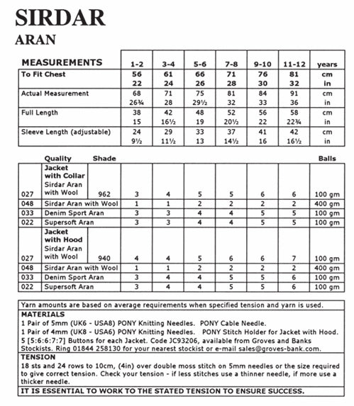 Sirdar Jackets Knitting Pattern in Aran with Wool 2126P PDF DOWNLOAD