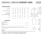 Sirdar Cardigan Knitting Pattern in Supersoft Aran 2259P PDF DOWNLOAD