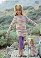Sirdar Sweater Dresses Knitting Pattern in Crofter DK 2311P PDF DOWNLOAD