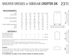 Sirdar Sweater Dresses Knitting Pattern in Crofter DK 2311P PDF DOWNLOAD