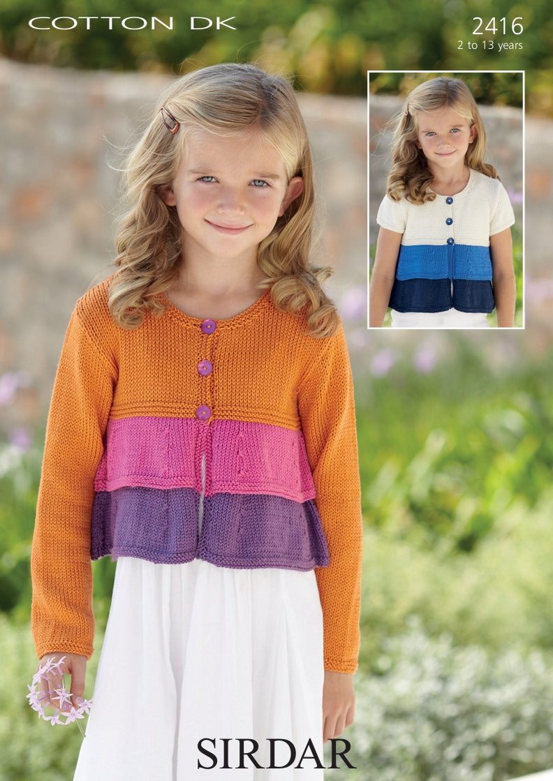 Sirdar Cardigans Knitting Pattern in Cotton DK 2416P PDF DOWNLOAD