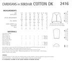 Sirdar Cardigans Knitting Pattern in Cotton DK 2416P PDF DOWNLOAD