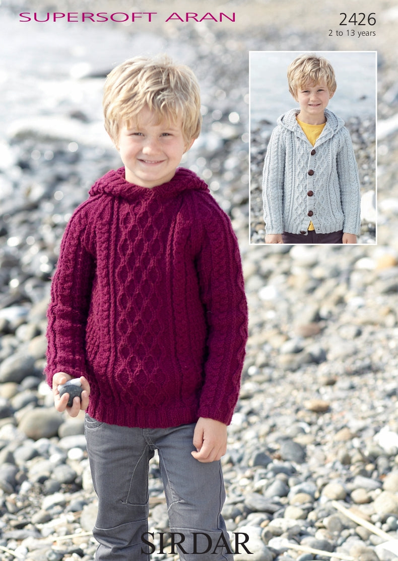 Sirdar Sweater and Hooded Cardigans Knitting Pattern in Supersoft Aran 2426P PDF DOWNLOAD