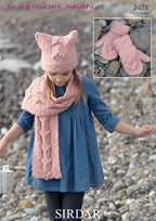 Sirdar Hat, Scarf and Mittens Knitting Pattern in Supersoft Aran 2428P PDF DOWNLOAD