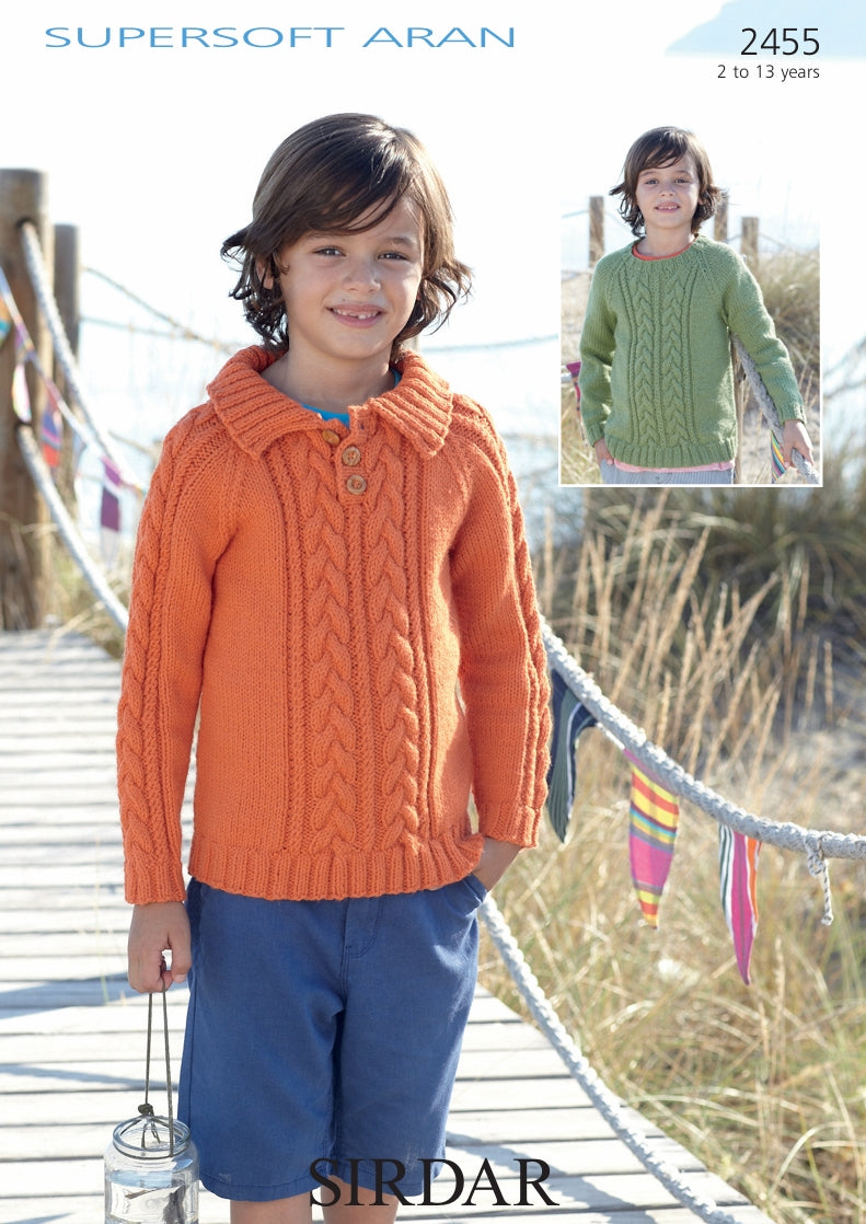 Sirdar Sweaters Knitting Pattern in Supersoft Aran 2455P PDF DOWNLOAD