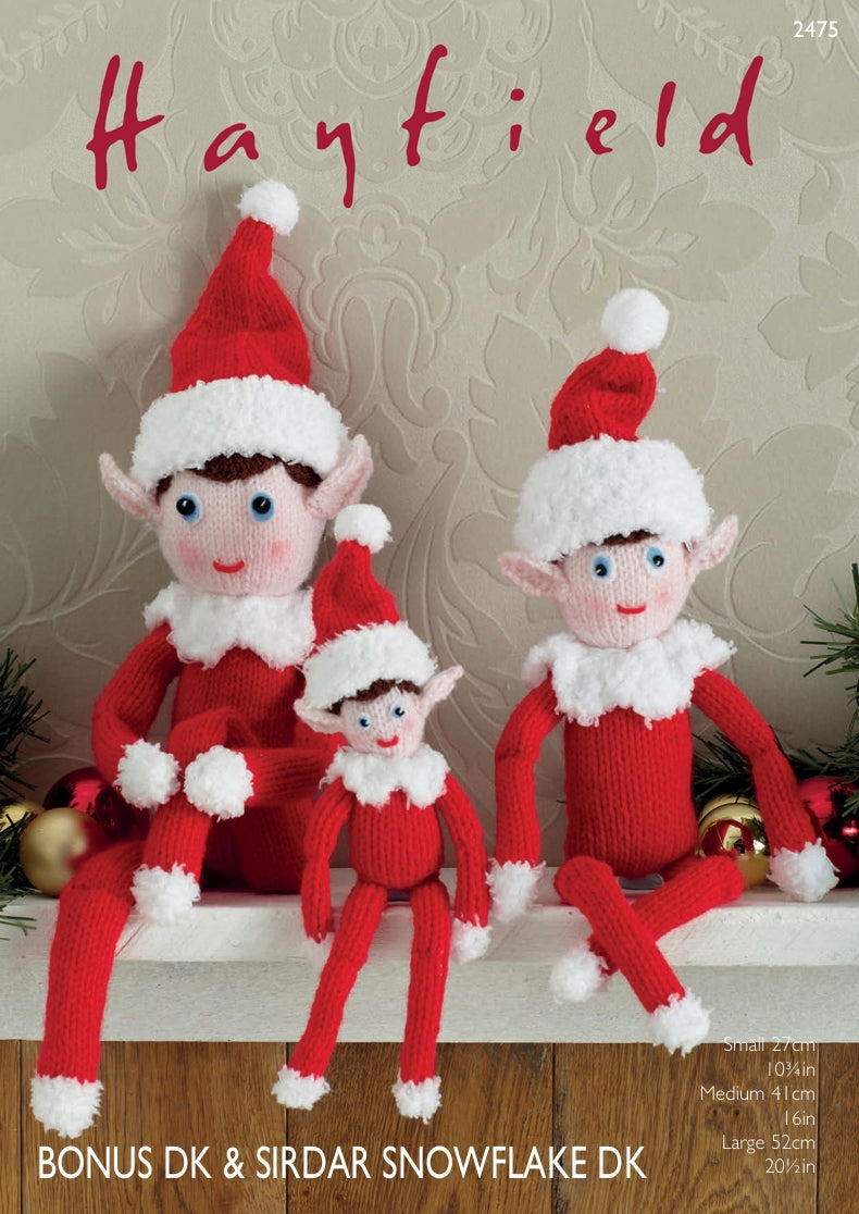 Sirdar Christmas Elves Knitting Pattern in Hayfield Bonus DK and Snowflake DK 2475P PDF DOWNLOAD