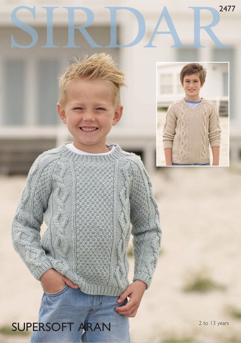 Sirdar Sweaters Knitting Pattern in Supersoft Aran 2477P PDF DOWNLOAD