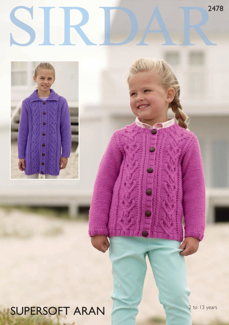Sirdar Cardigans Knitting Pattern in Supersoft Aran 2478P PDF DOWNLOAD