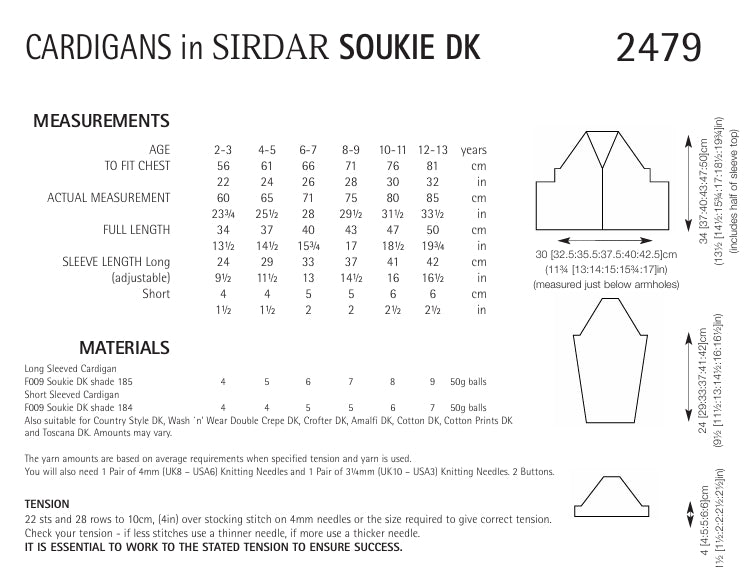 Sirdar Cardigans Knitting Pattern in Soukie DK 2479P PDF DOWNLOAD