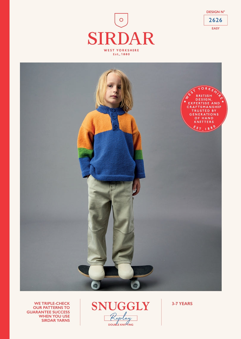 Sirdar Sweater Knitting Pattern in Snuggly Replay DK 2626P PDF DOWNLOAD