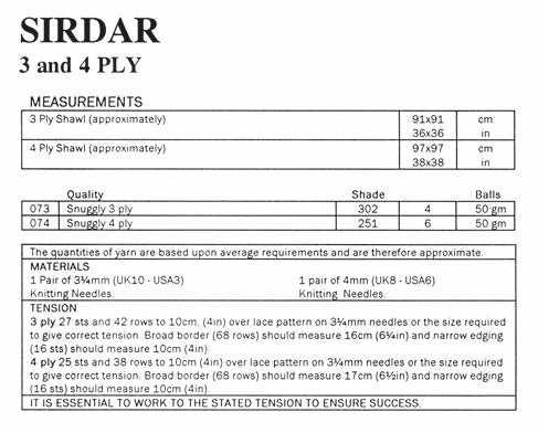 Sirdar Shawl Knitting Pattern in Snuggly 3ply and 4ply 3028P PDF DOWNLOAD