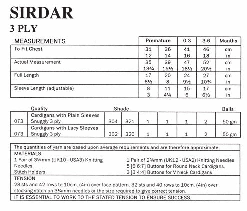 Sirdar Cardigans Knitting Pattern in Snuggly 3ply 3029P PDF DOWNLOAD