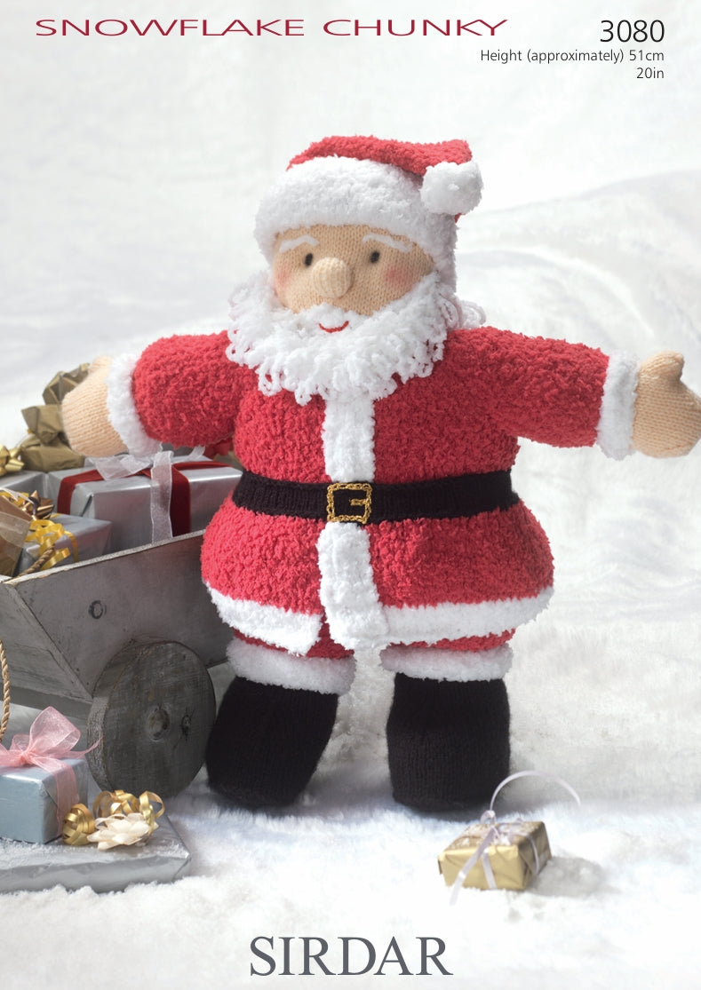 Sirdar Father Christmas Toy Knitting Pattern in Snowflake Chunky 3080P PDF DOWNLOAD