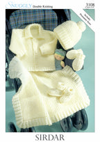 Sirdar Jacket, Hat, Mittens, Bootees and Blanket Knitting Pattern in Snuggly DK 3108P PDF DOWNLOAD