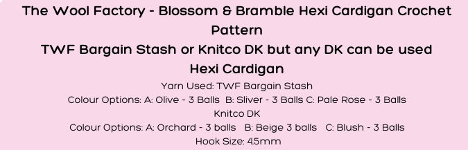 TWF Blossom and Bramble Hexi Cardigan Crochet Pattern in Bargain Stash DK TWF409P PDF DOWNLOAD