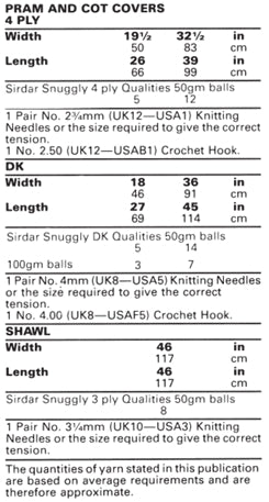 Sirdar Pram Covers and Shawl Knitting Pattern in Snuggly 4ply 3266P PDF DOWNLOAD