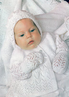 Sirdar Matinee Coat, Bonnet, Bootees and Shawl Knitting Pattern in Snuggly 3ply 3421P PDF DOWNLOAD