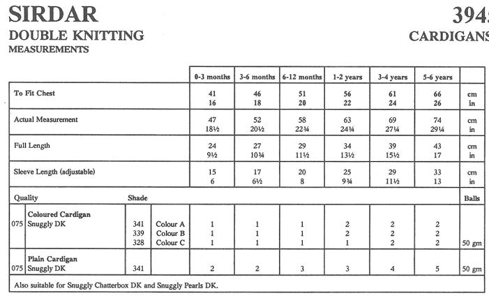 Sirdar Cardigans Knitting Pattern in Snuggly DK 3945P PDF DOWNLOAD