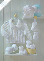 Sirdar Jackets, Hat, Bootees and Mittens Knitting Pattern in Snuggly DK 3949P PDF DOWNLOAD