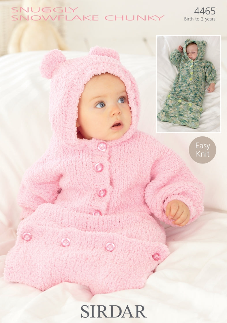 Sirdar All-in-One and Sleeping Bag Knitting Pattern in Snowflake Chunky 4465P PDF DOWNLOAD