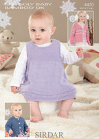 Sirdar Pinafore and Cardigans Knitting Pattern in Snuggly Baby Bamboo DK 4470P PDF DOWNLOAD