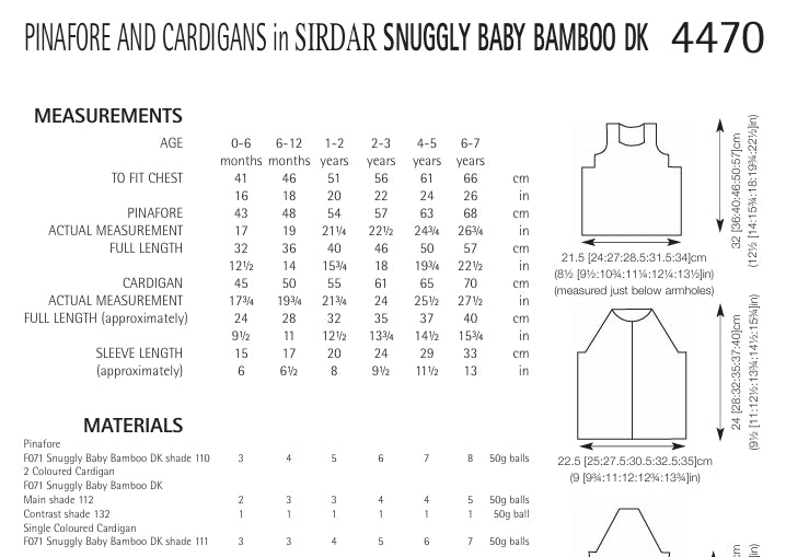 Sirdar Pinafore and Cardigans Knitting Pattern in Snuggly Baby Bamboo DK 4470P PDF DOWNLOAD