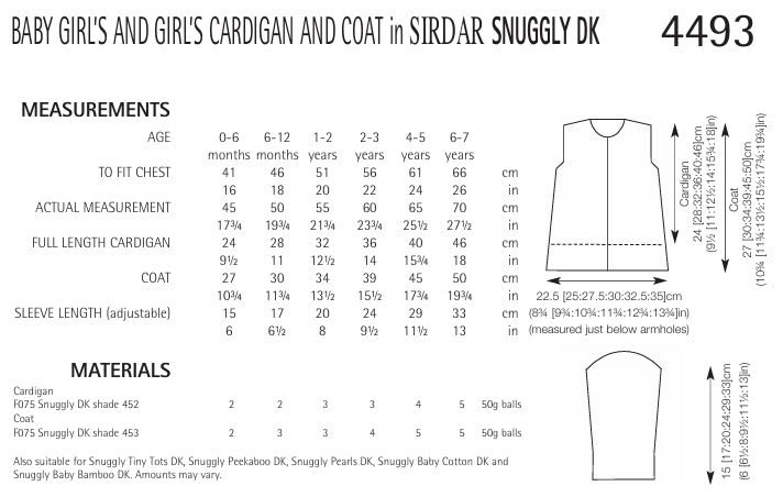 Sirdar Cardigan and Coat Knitting Pattern in Snuggly DK 4493P PDF DOWNLOAD