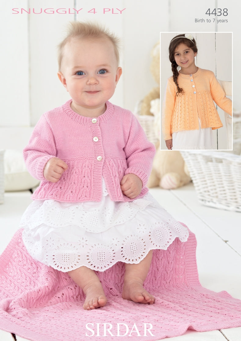 Sirdar Cardigans and Blanket Knitting Pattern in Snuggly 4ply 4438P PDF DOWNLOAD