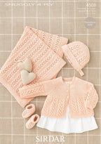 Sirdar Coat, Bonnet, Bootees and Blanket in Snuggly 4ply 4508P PDF DOWNLOAD