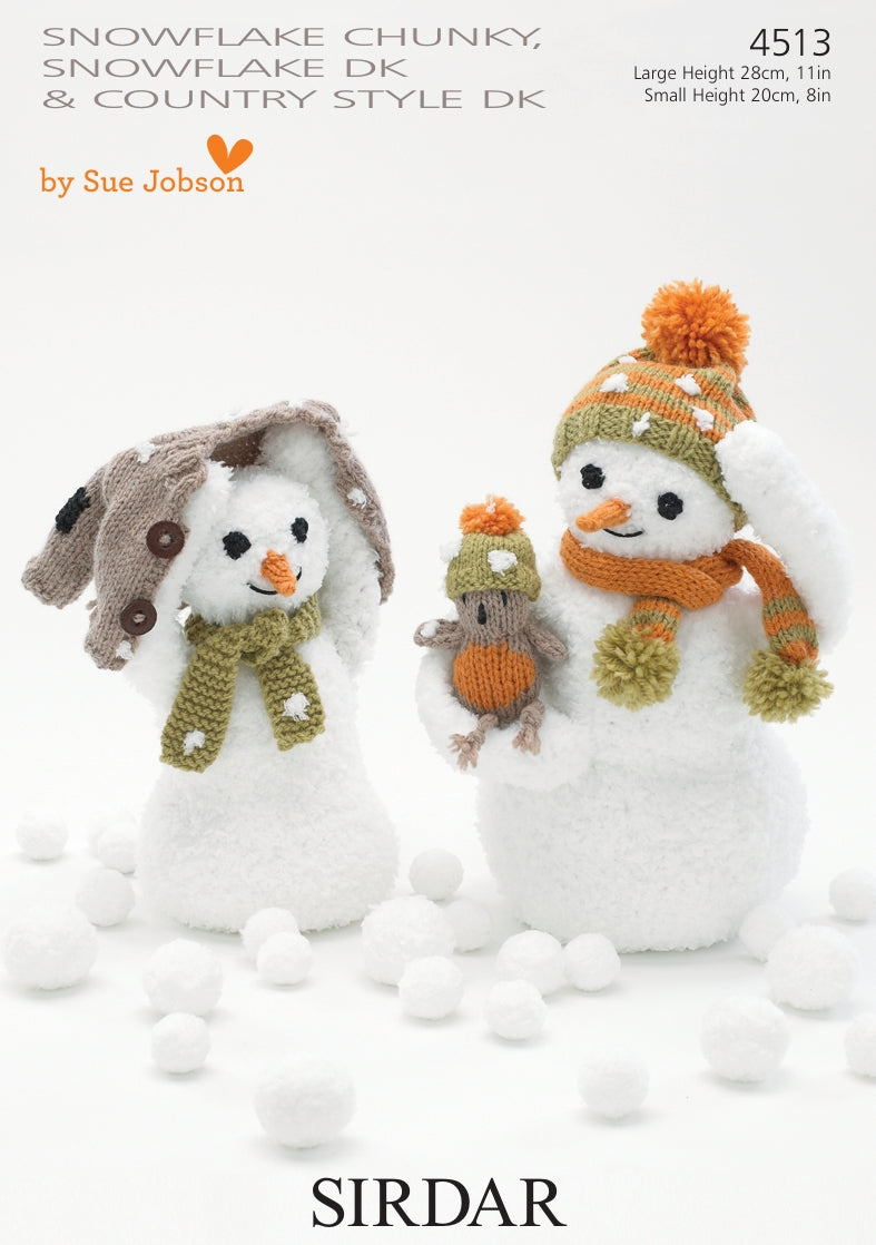 Sirdar Snowmen Knitting Pattern in Snowflake and Country Style 4513P PDF DOWNLOAD