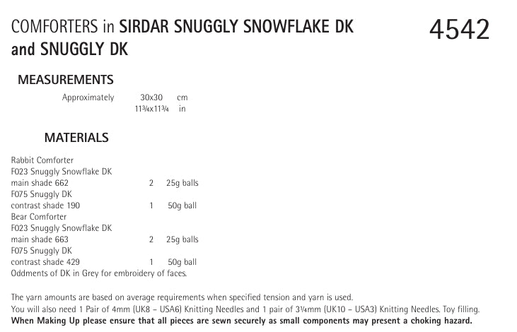 Sirdar Comforters Knitting Pattern in Snuggly DK and Snowflake DK 4542P PDF DOWNLOAD