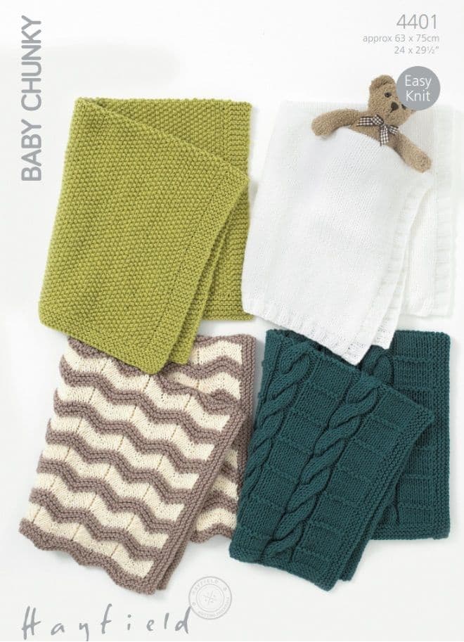 Hayfield Babies Blankets Knitting Pattern in Baby Chunky 4401P PDF DOWNLOAD