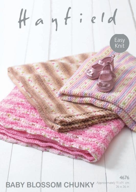 Hayfield Babies Blankets Knitting Pattern in Blossom Chunky 4676P PDF DOWNLOAD