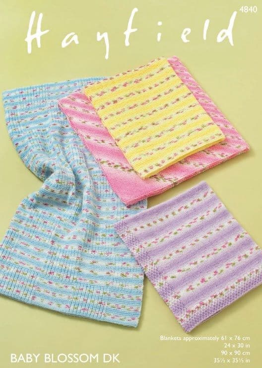 Hayfield Babies Blankets Knitting Pattern in Blossom DK 4840P PDF DOWNLOAD