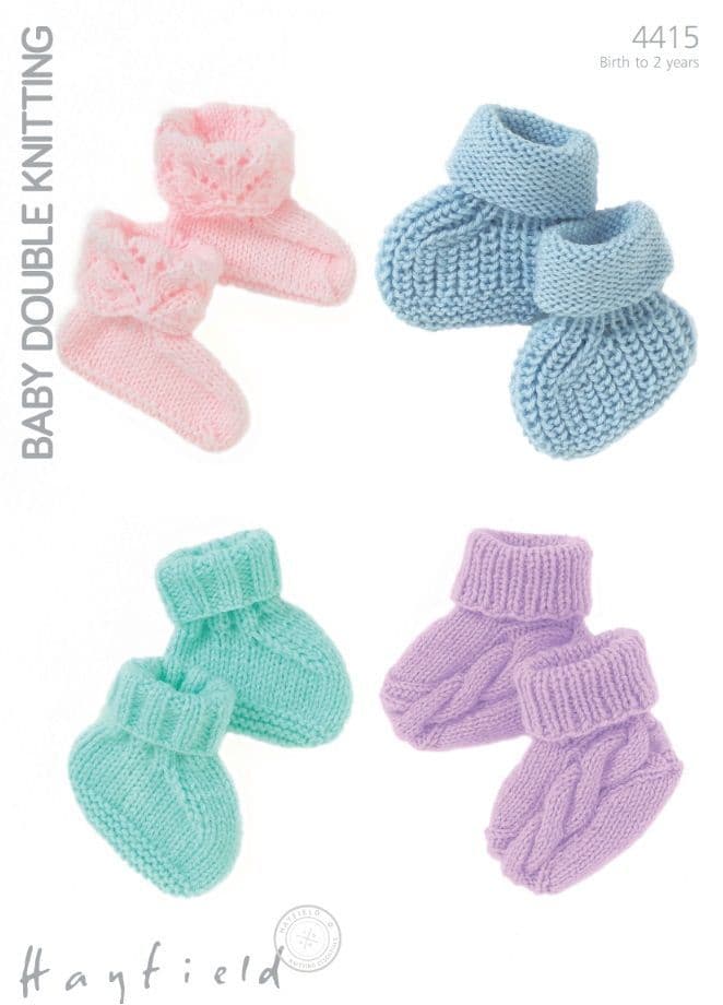 Hayfield Babies Bootees Knitting Pattern in Baby DK 4415P PDF DOWNLOAD