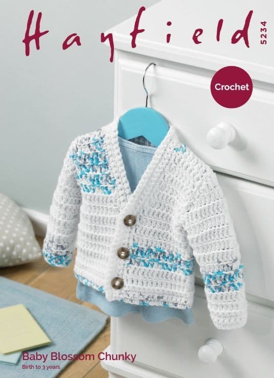 Hayfield Babies/Boys Cardigan Crochet Pattern in Blossom Chunky 5234P PDF DOWNLOAD