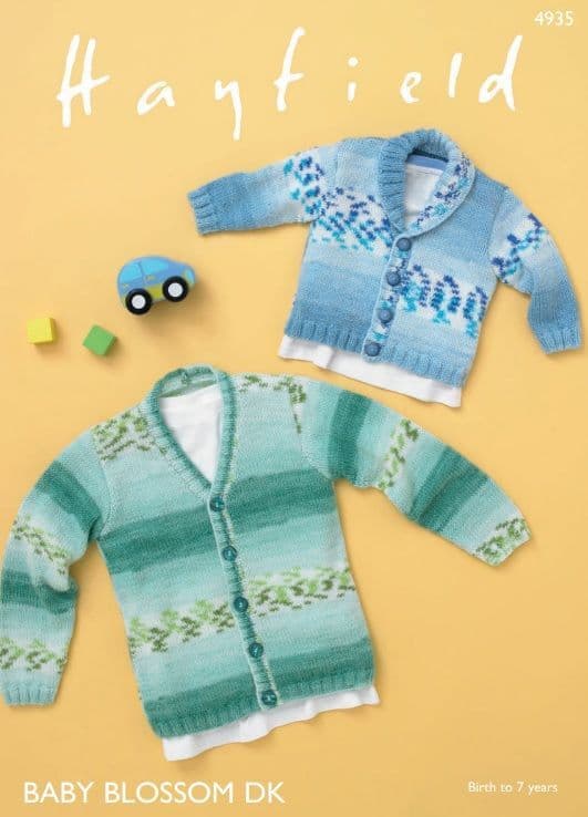 Hayfield Babies/Boys Cardigans Knitting Pattern in Blossom DK 4935P PDF DOWNLOAD