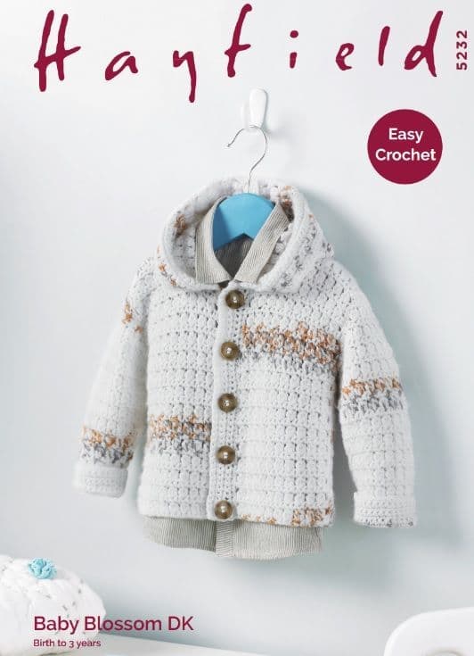 Hayfield Babies/Boys Jacket Crochet Pattern in Blossom DK 5232P PDF DOWNLOAD