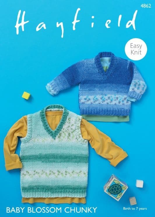 Hayfield Babies/Boys Sweater & Tank Knitting Pattern in Blossom Chunky 4862P PDF DOWNLOAD