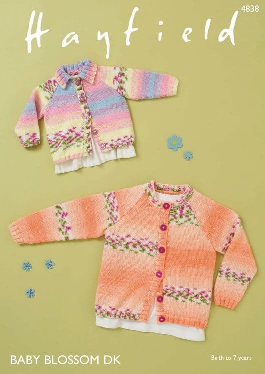 Hayfield Babies Cardigans Knitting Pattern in Blossom DK 4838P PDF DOWNLOAD