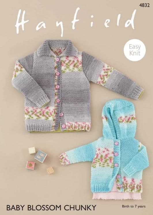 Hayfield Babies/Children's Cardigans Knitting Pattern in Blossom Chunky 4832P PDF DOWNLOAD