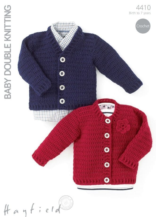 Hayfield Babies/Childrens Cardigans Crochet Pattern in Baby DK 4410P PDF DOWNLOAD