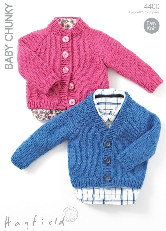 Hayfield Babies/Childrens Cardigans Knitting Pattern in Baby Chunky 4400P PDF DOWNLOAD