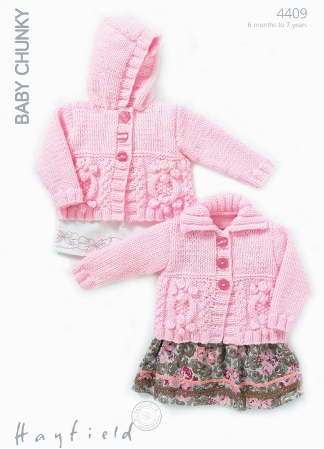 Hayfield Babies/Childrens Cardigans Knitting Pattern in Baby Chunky 4409P PDF DOWNLOAD