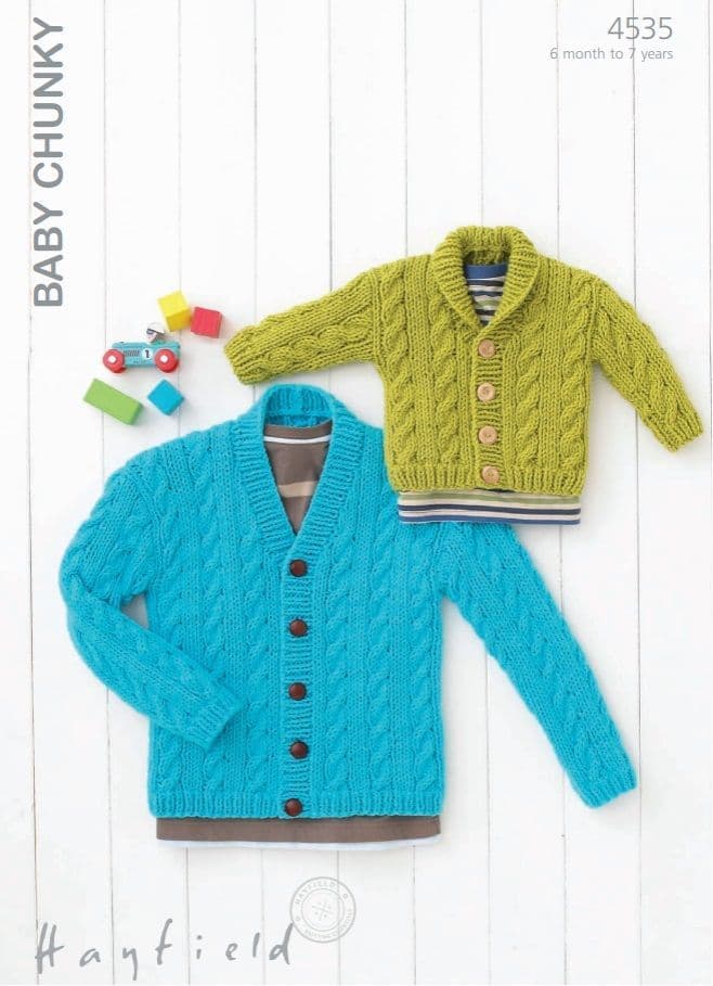 Hayfield Babies/Childrens Cardigans Knitting Pattern in Baby Chunky 4535P PDF DOWNLOAD