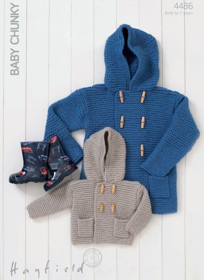 Hayfield Babies/Childrens Coats Knitting Pattern in Baby Chunky 4486P PDF DOWNLOAD