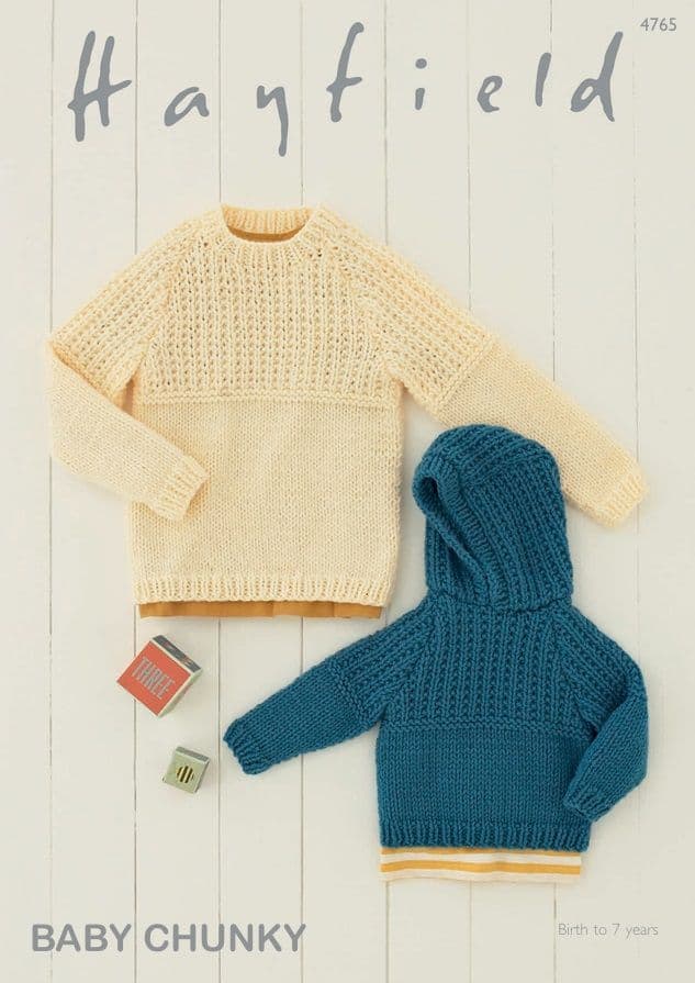 Hayfield Babies/Childrens Sweaters Knitting Pattern in Baby Chunky 4765P PDF DOWNLOAD