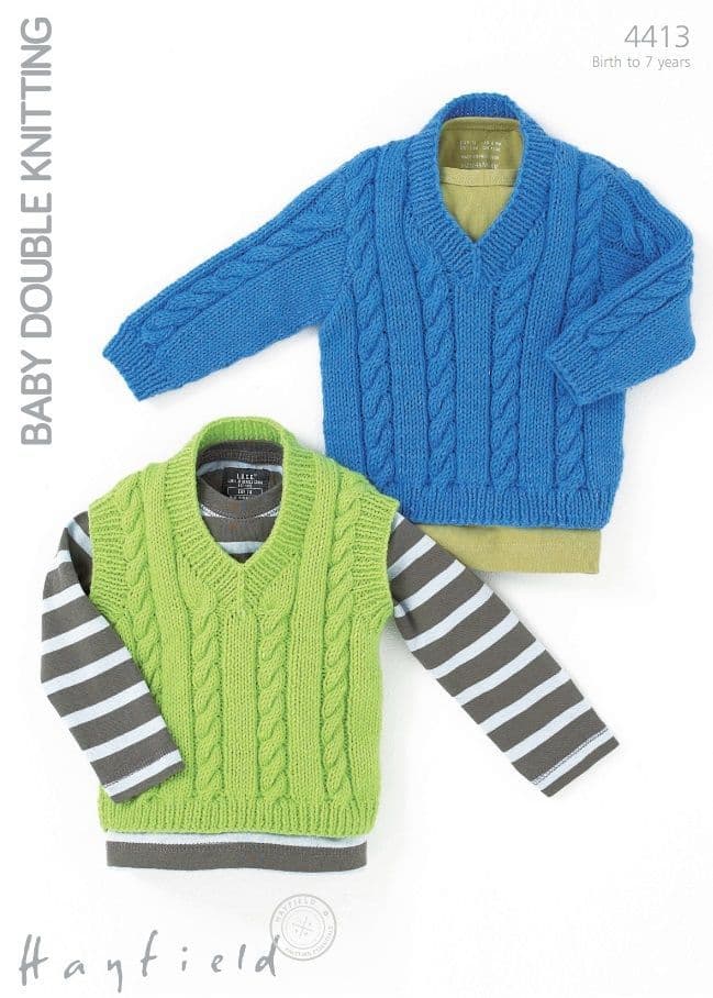 Hayfield Babies/Childrens Tank Top & Sweater Knitting Pattern in Baby DK 4413P PDF DOWNLOAD