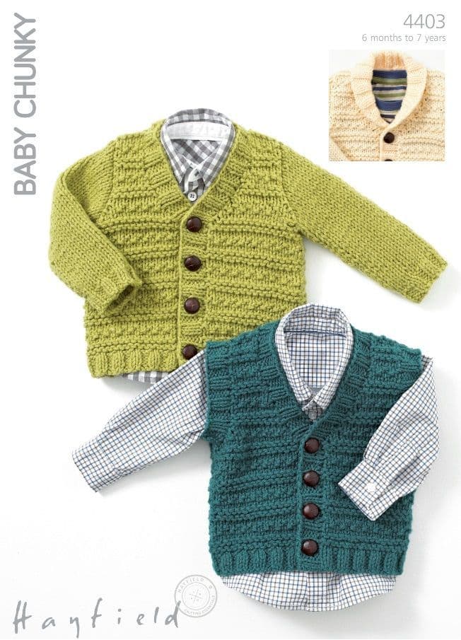 Hayfield Babies/Childrens Waistcoat & Cardigans Knitting Pattern in Baby Chunky 4403P PDF DOWNLOAD